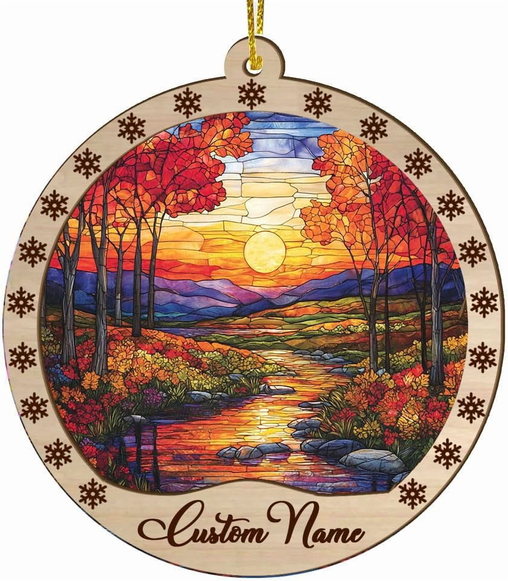 Christmas Suncatcher Landscape, Landscape Ornament, Landscape Hanging Decor, Landscape for Trees ...