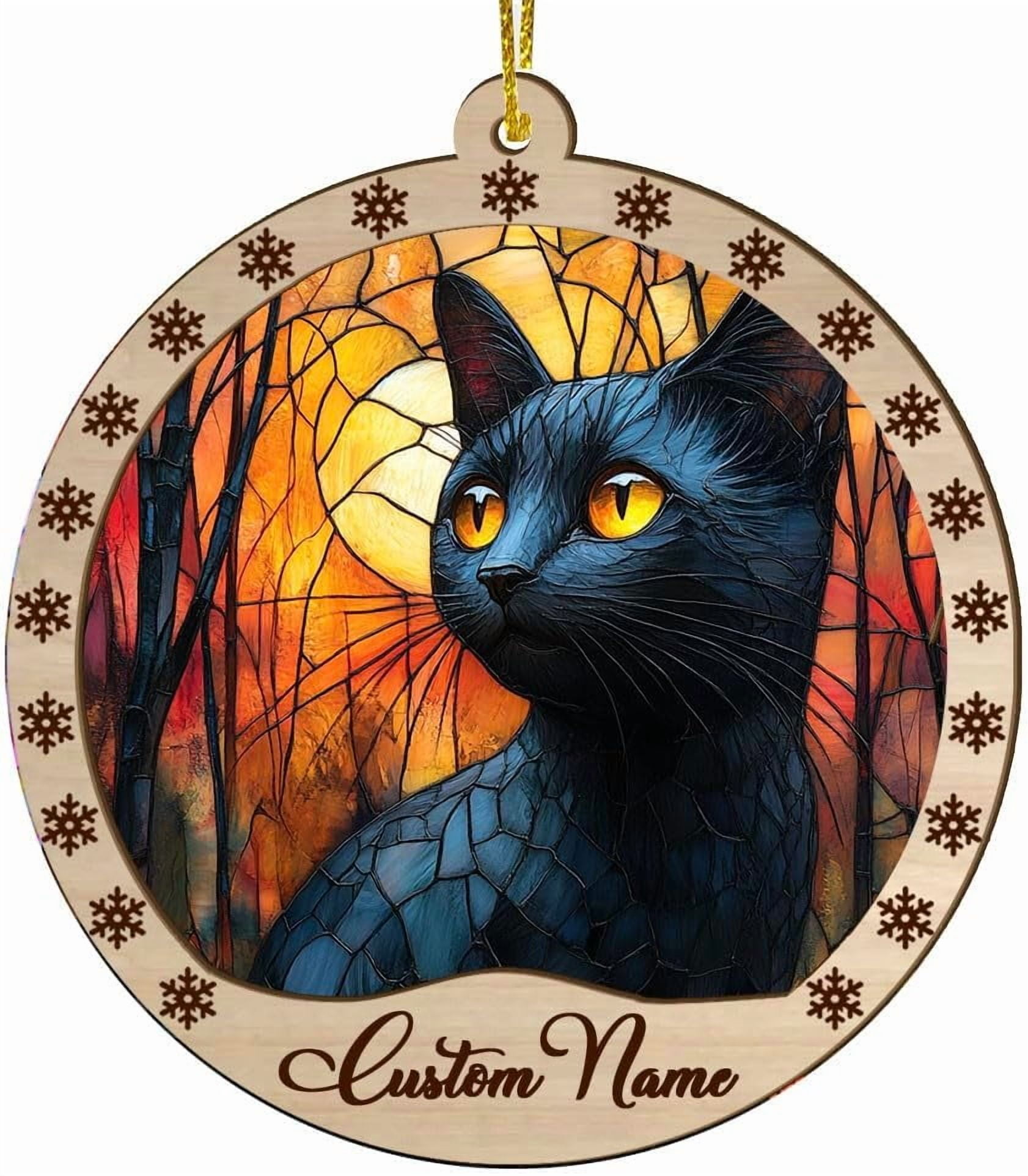 Customized Christmas Suncatcher Black Cat, Black Cat Ornament, Black Cat Decorations, Black Cat ...
