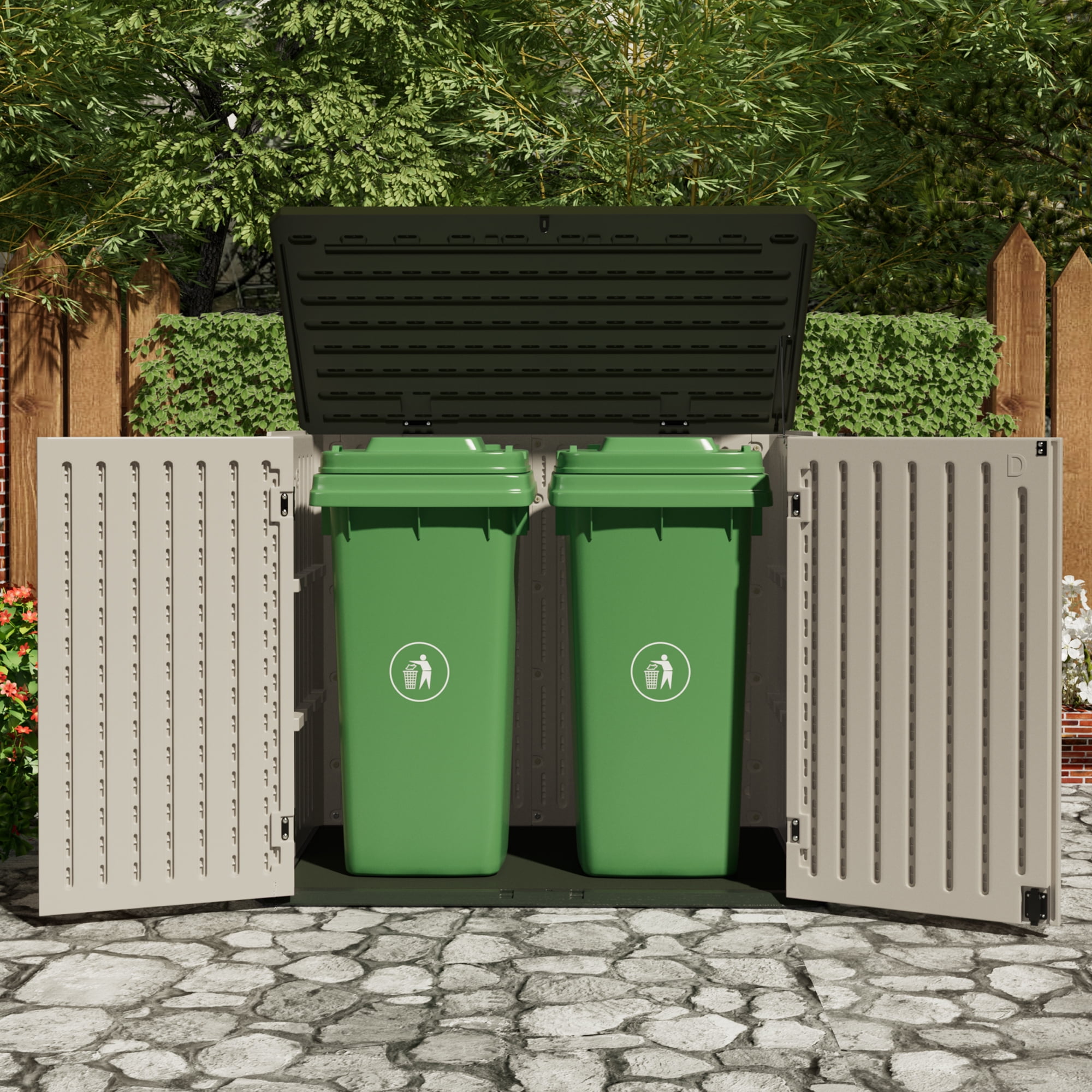 Homall Large 260 Gallon Outdoor Storage Deck Box, HDPE Plastic, Dark Green - Walmart.com