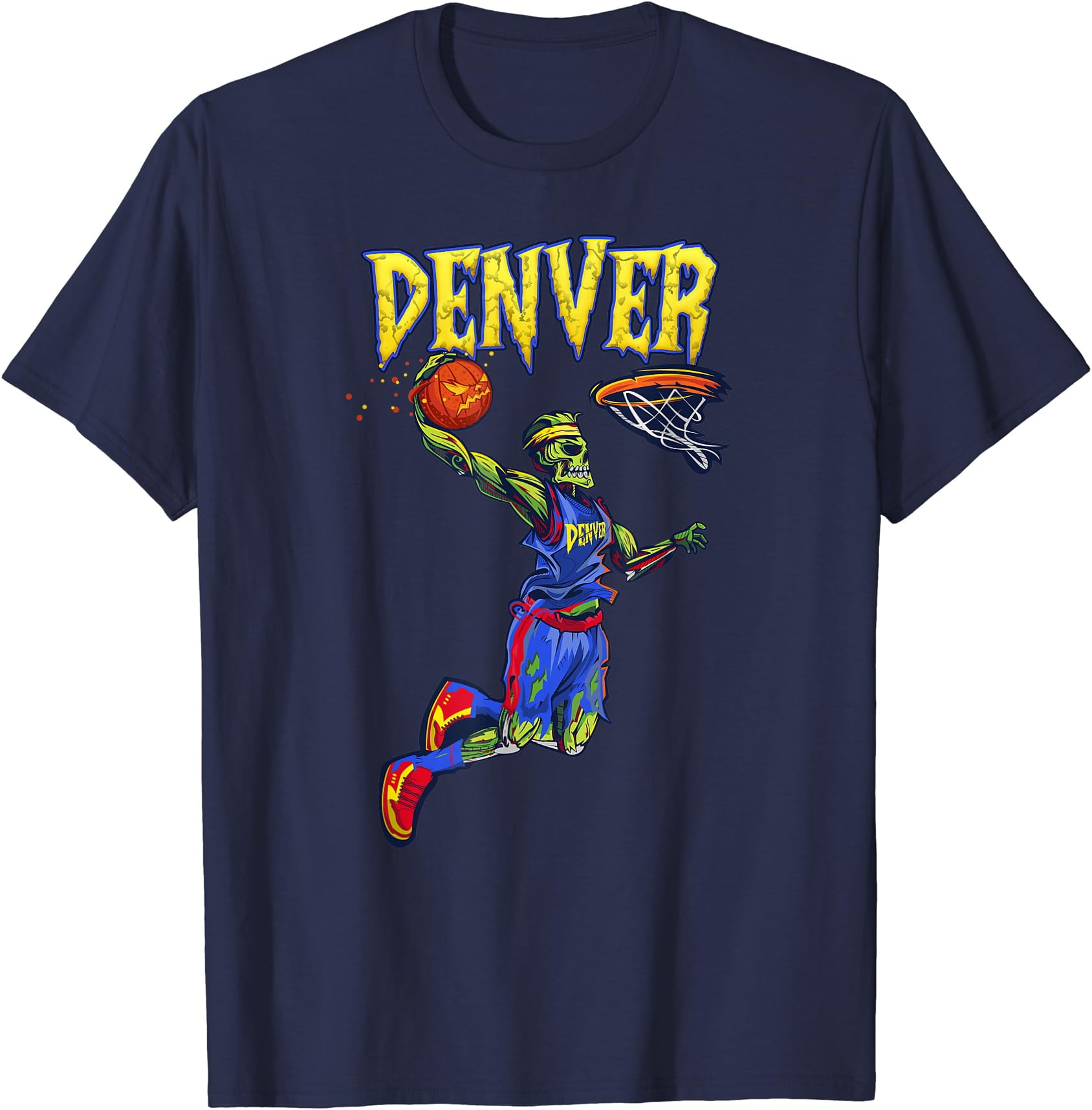 Hot Trending Tee With Jump Zombie Denver Dunk Player Pumpkin Ball Unisex S-5Xl T-Shirt - Walmart.com