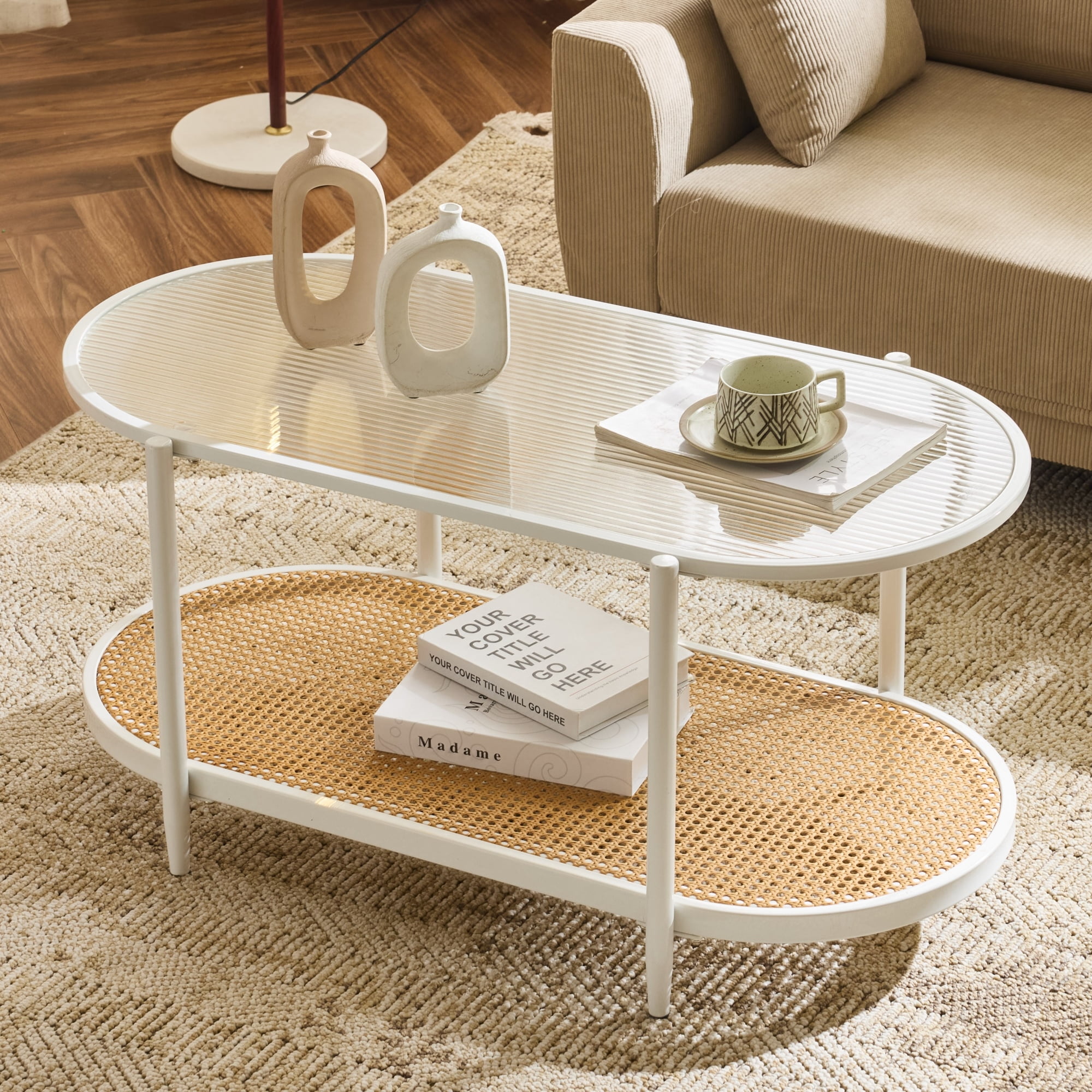 Ktaxon Mid-Century Coffee Table, Long Narrow Center TV Stand Console Table for Living Room ...
