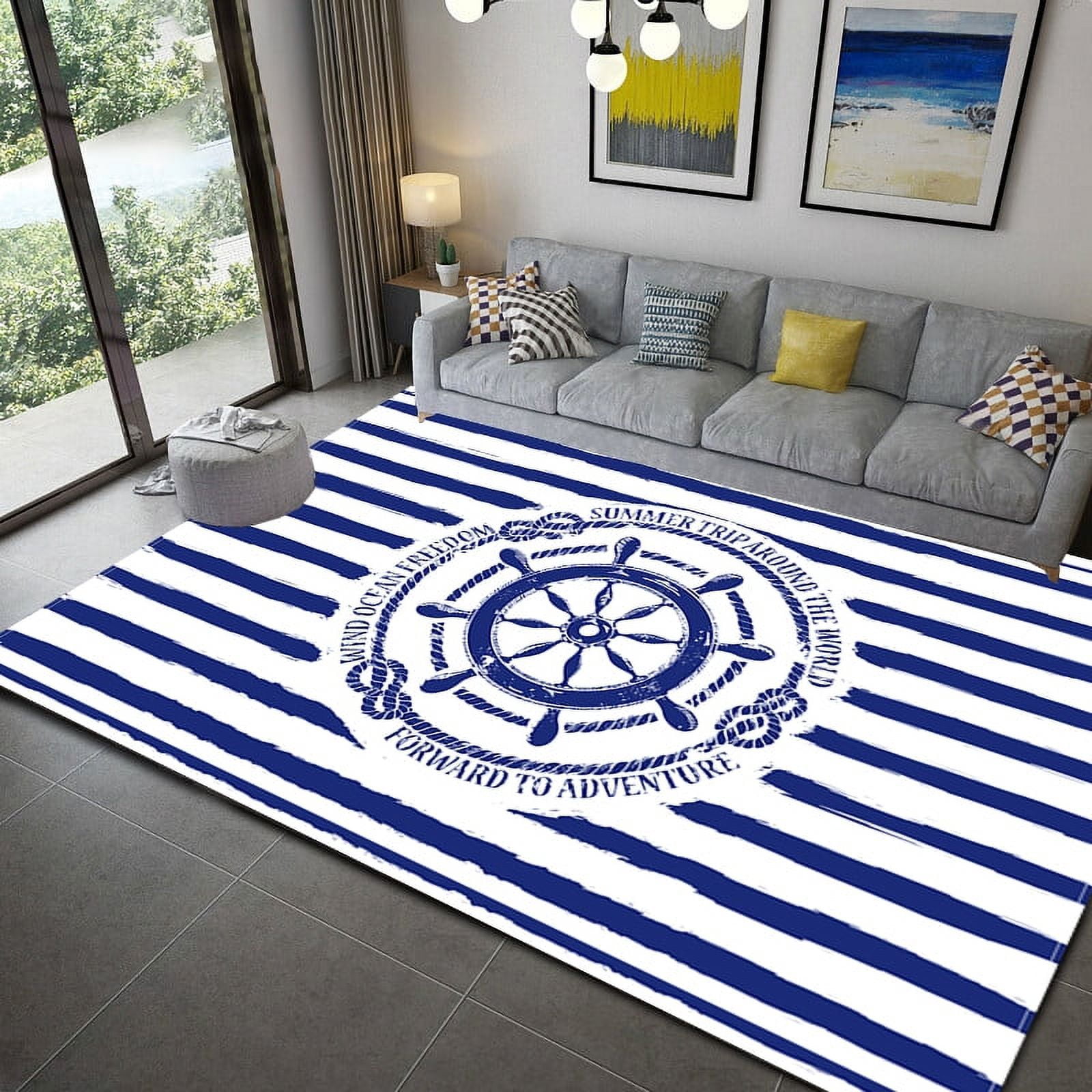 Marine life lighthouse rudder decoration carpet bedroom living balcony study cushion rugs door ...