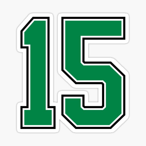 &quot;15 number, green lucky sports fifteen&quot; Sticker for Sale by ArtIsParty | Redbubble