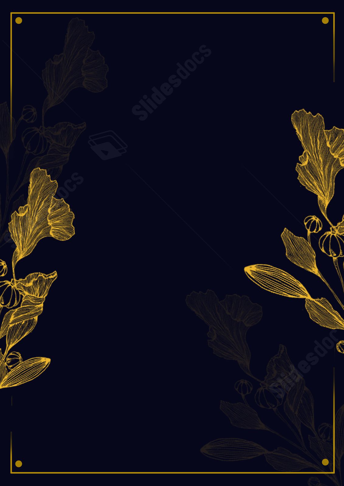 Floral Design Elegant Golden Flowers With Ornate Gold Foil Page Border Background Word Template ...