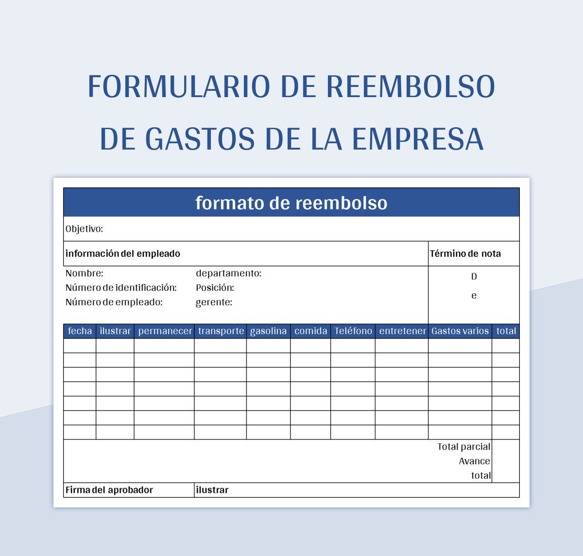 Plantilla De Formato Excel Formulario De Reembolso De Gastos De La Empresa Y Hoja De Cálculo De...