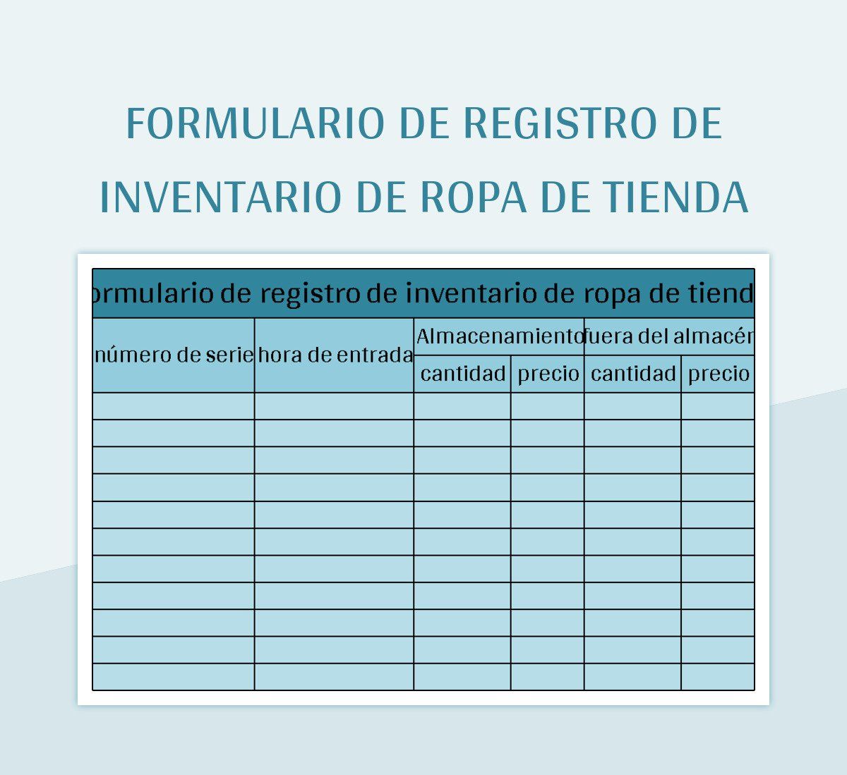 Plantilla De Formato Excel Formulario De Registro De Inventario De Ropa De Tienda Y Hoja De...