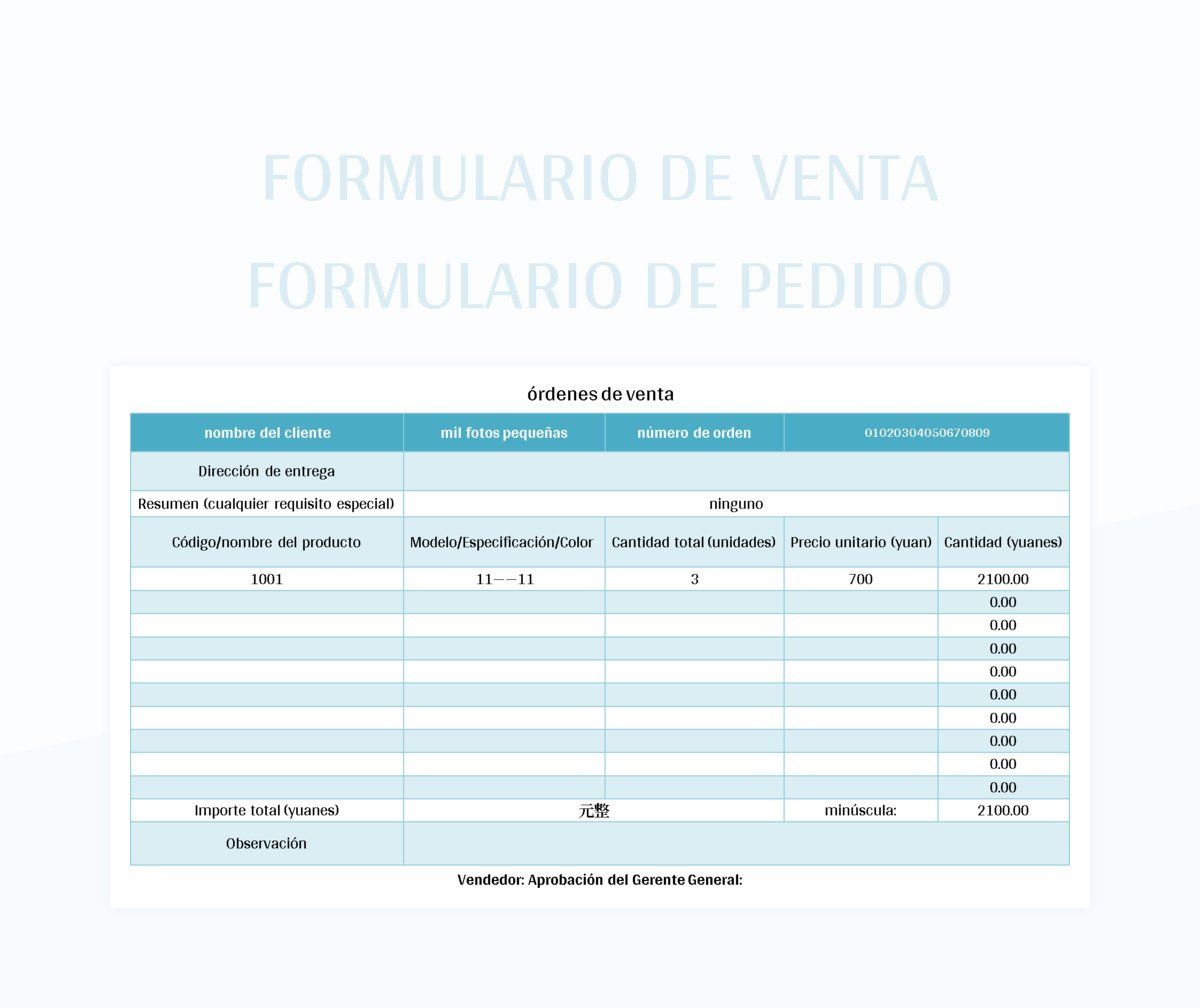 Plantilla De Excel Formulario De Venta Formulario De Pedido Y Hoja De Cálculo De Google Para...