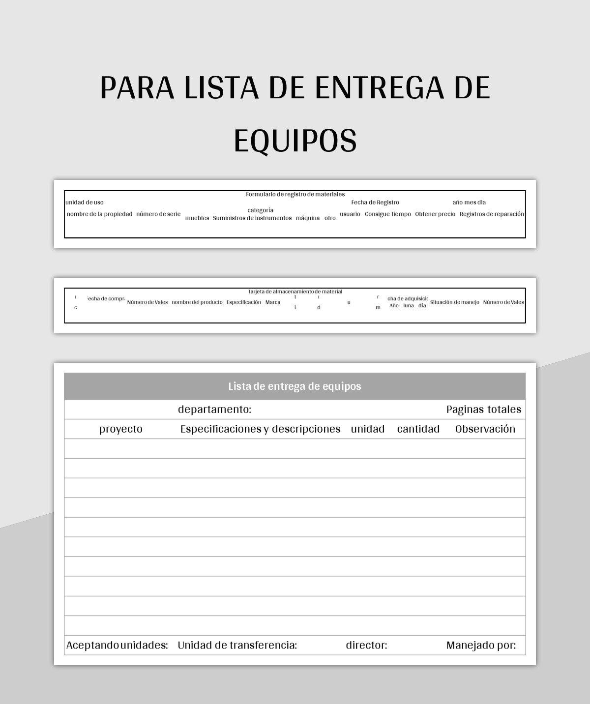 Plantilla De Formato Excel Para Lista De Entrega De Equipos Y Hoja De Cálculo De Google Para...