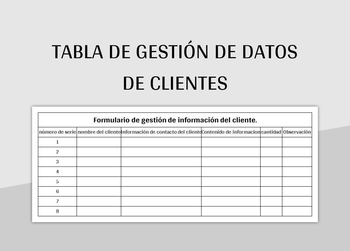 Plantilla De Excel Tabla De Gestión De Datos De Clientes Y Hoja De Cálculo De Google Para...