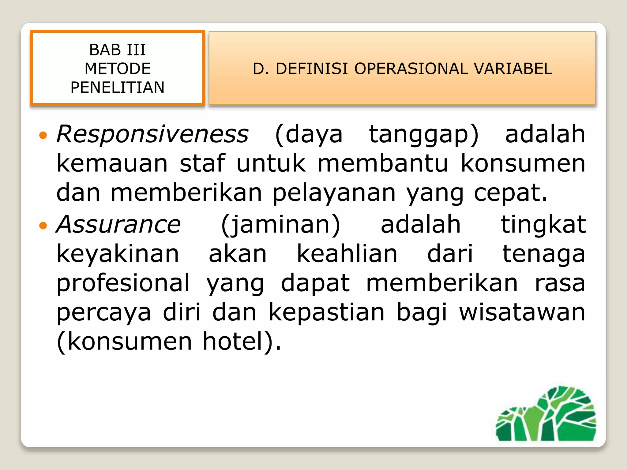 Analisis tingkat kepuasan konsumen terhadap kualitas pelayanan pada | PPTX