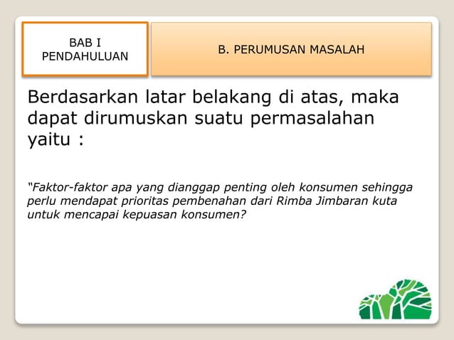 Analisis tingkat kepuasan konsumen terhadap kualitas pelayanan pada | PPTX
