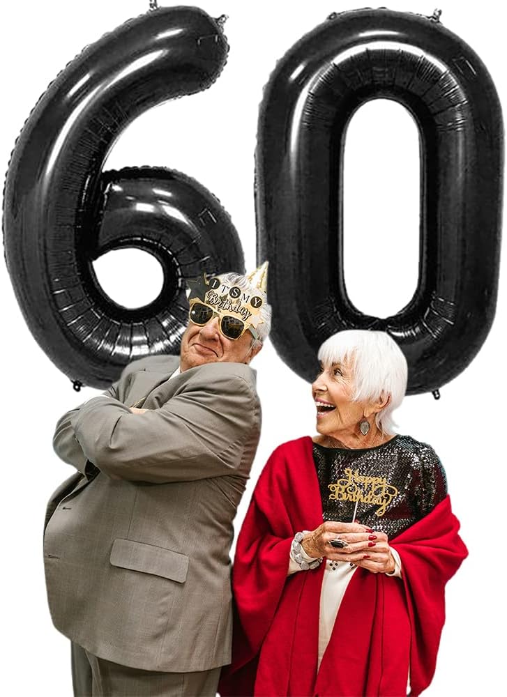 QWEQWE Black Number 60 Balloons 40 Foil Number India| Ubuy