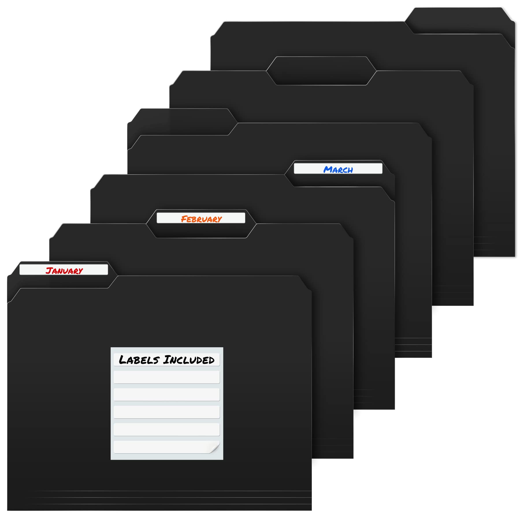 Mua Dunwell Plastic Black File Folders - (6 Pack), Sturdy 1/3 Tab Black File Folders Letter Size ...