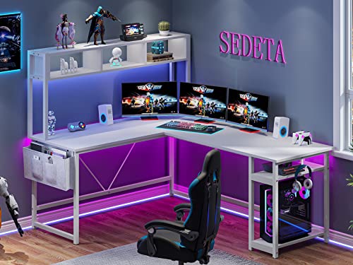 SEDETA L Shaped Desk, Reversible 94.5 Inches Computer Desk Or Office Desk, White Desk, L Shaped...