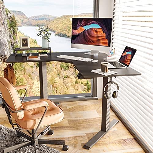 FEZIBO Dual Motor L-Shaped Electric Standing Desk, 48 Inches Height Adjustable Corner Desk, Full ...