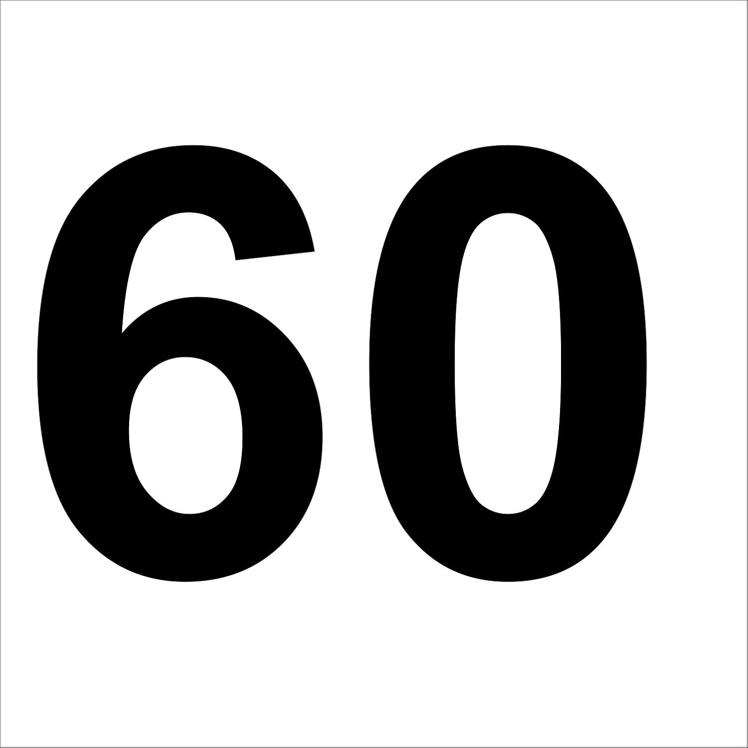 3 Times The Number &quot;60&quot; High-Quality Adhesive, Black, Waterproof, 10 CM High, High-Performance...