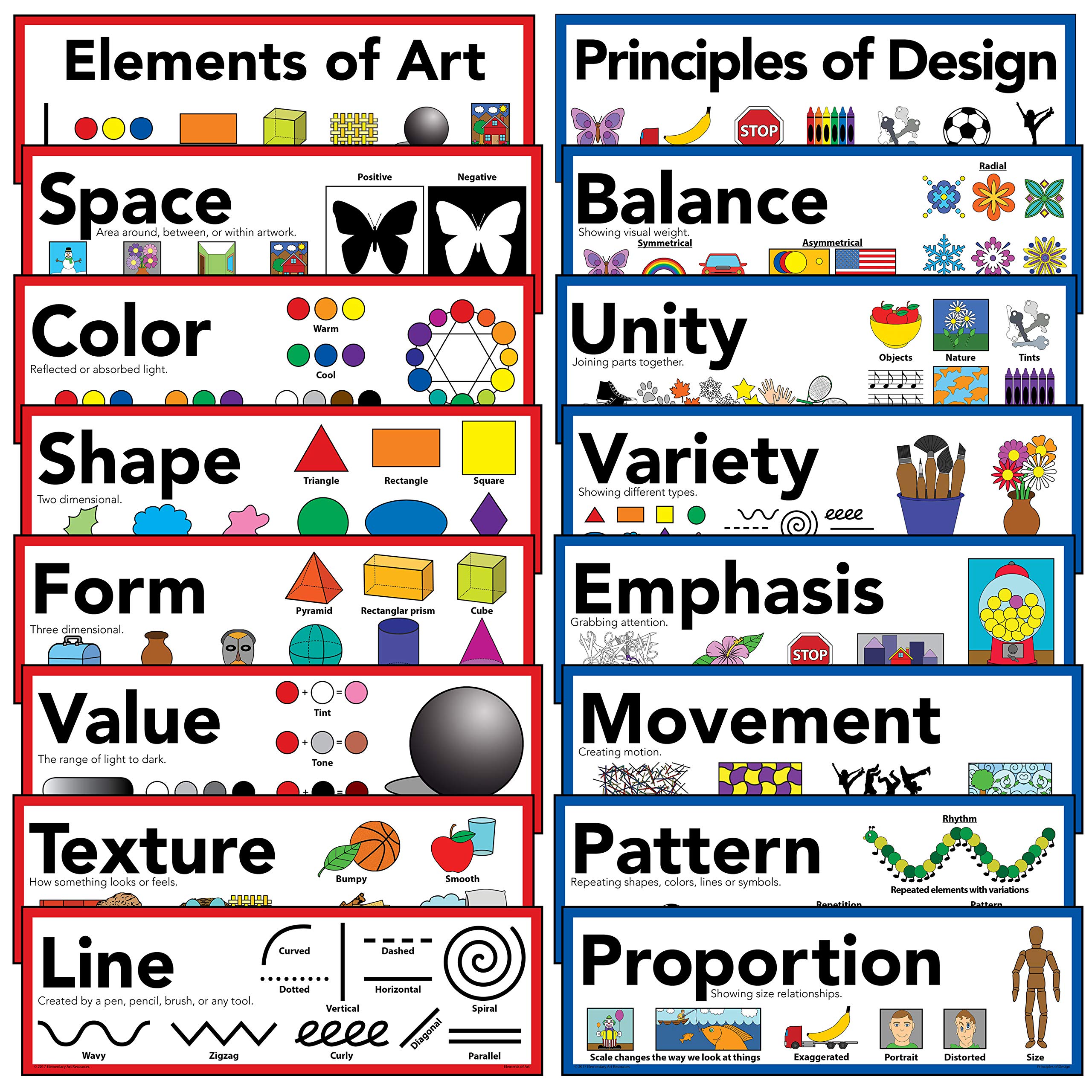 Mua Elements of Art & Principles of Design Art Poster 5&quot; X 16&quot; (Set of 16) trên Amazon Mỹ chính ...