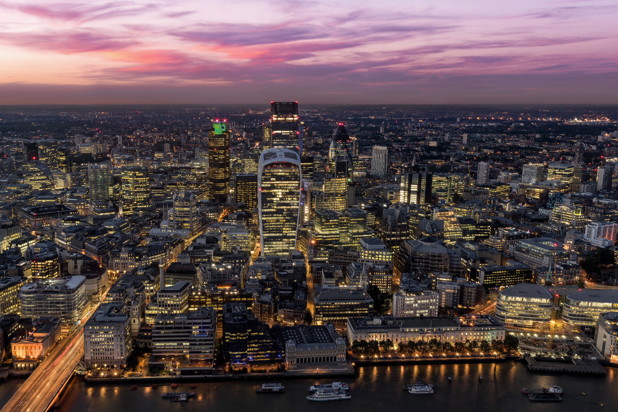 Download Skyscraper Cityscape City Building Night United Kingdom Man Made London HD Wallpaper