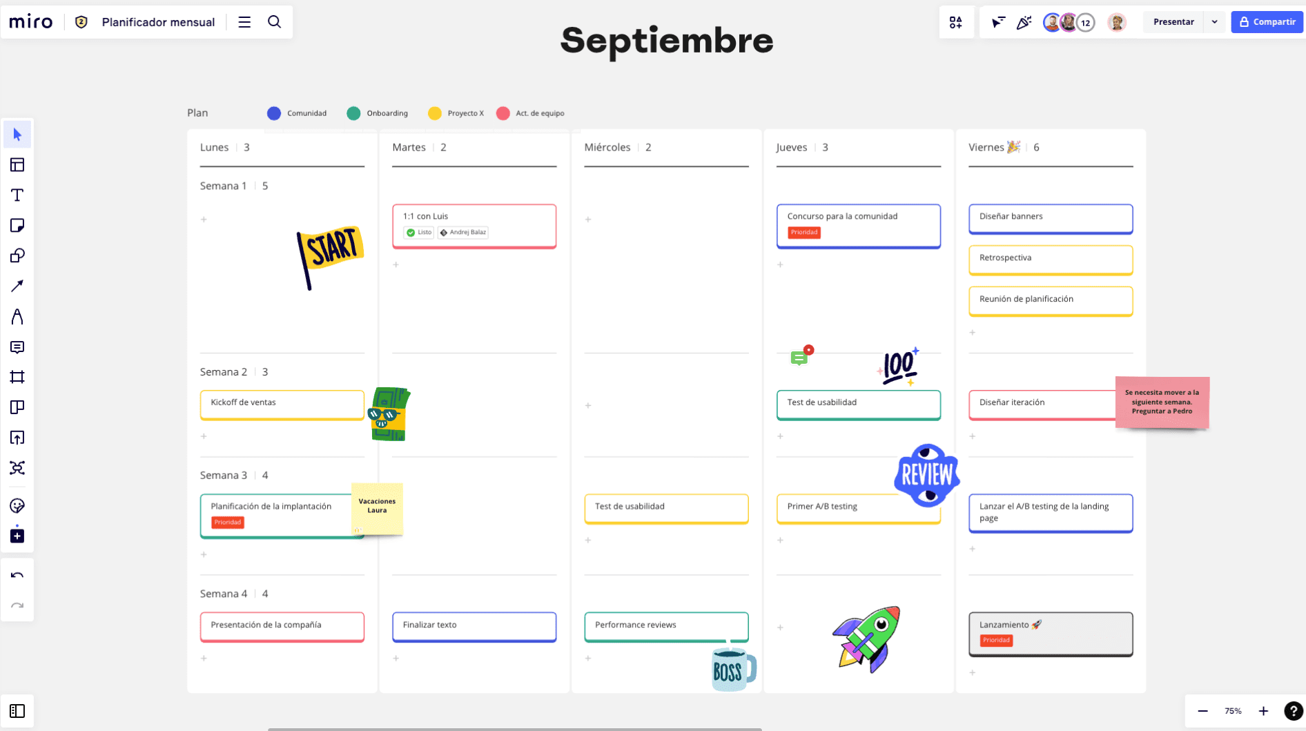 Crea Un Planificador Mensual Online Gratis | Miro