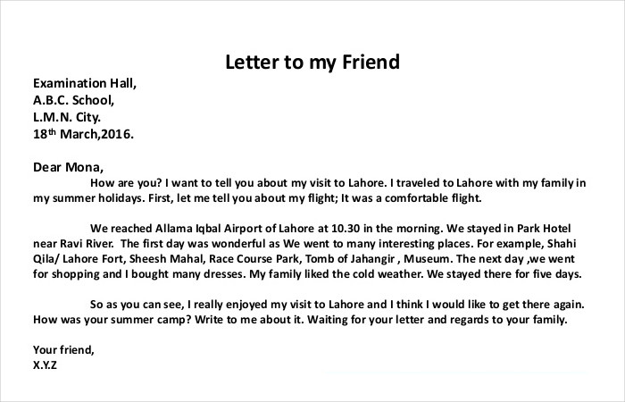Sample Personal Letter