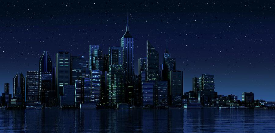 Cityscape At Night Photograph by Leonello Calvetti/science Photo Library - Fine Art America