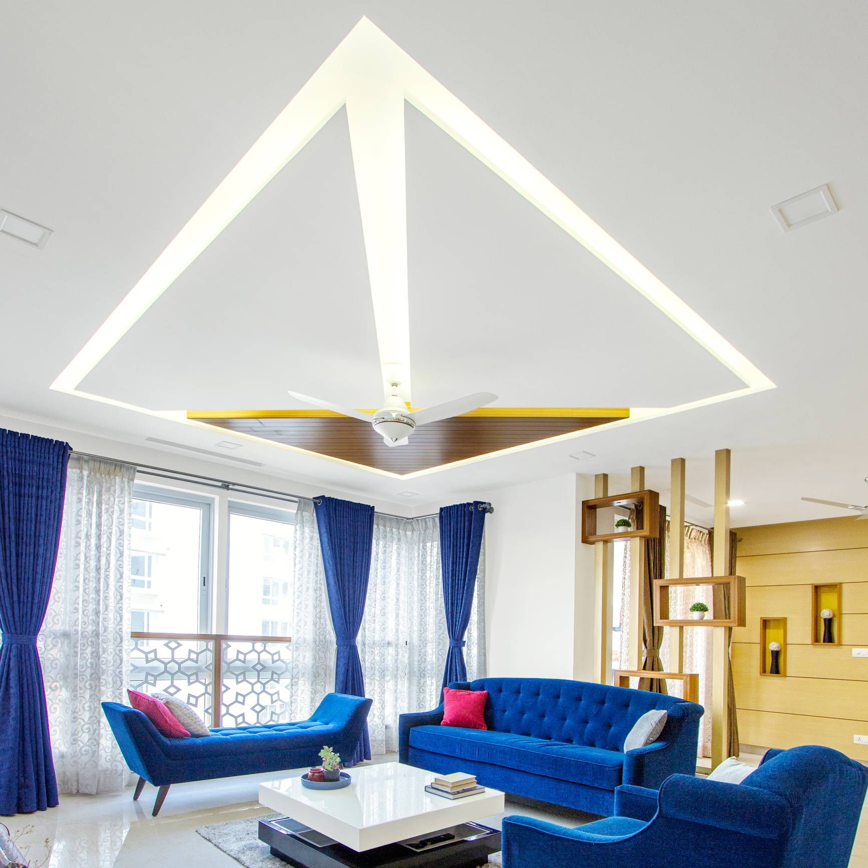 Minimal Geometric False Ceiling Design| Livspace