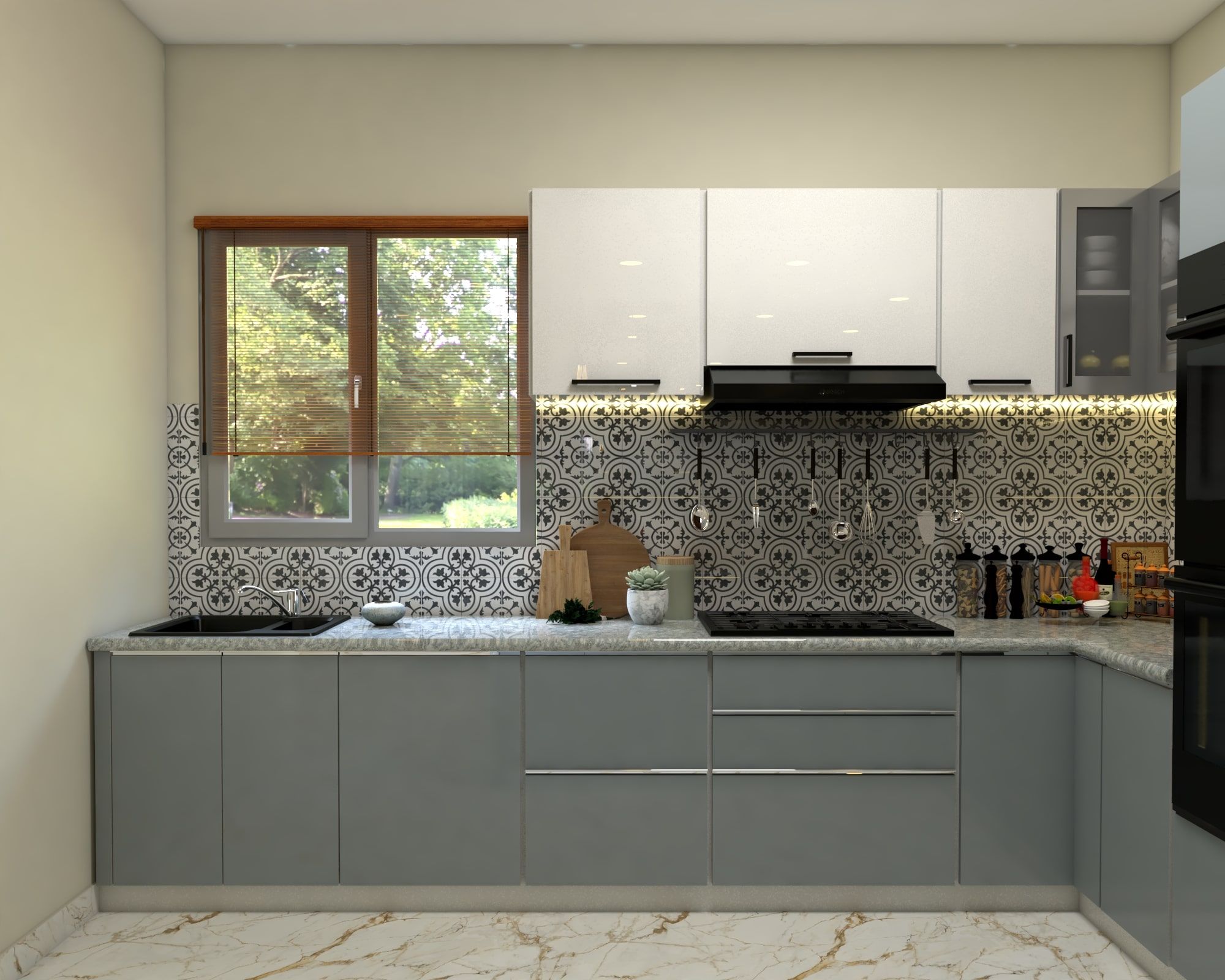 Spacious Kitchen Design With Kitchen Island| Livspace