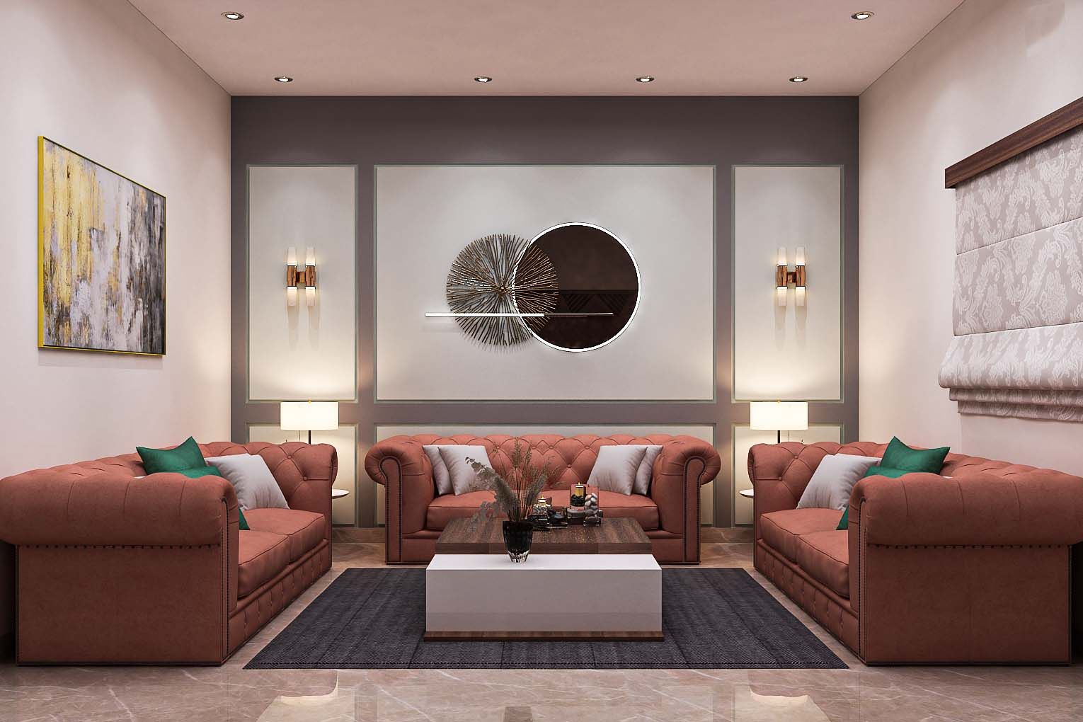 Contemporary Spacious Living Room With Beautiful Decor| Livspace