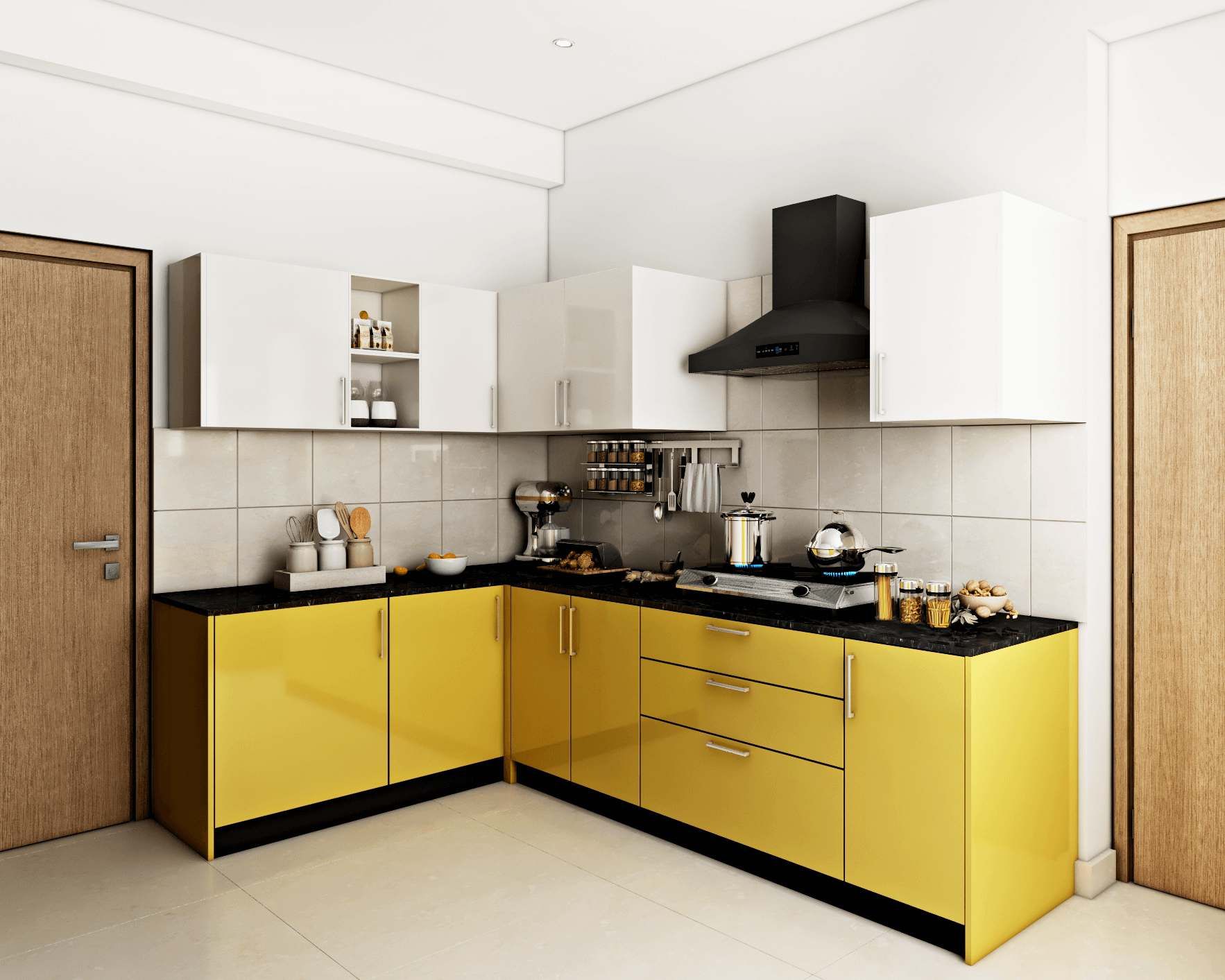 Maximum Storage Convenient Modern Style Kitchen Design| Livspace