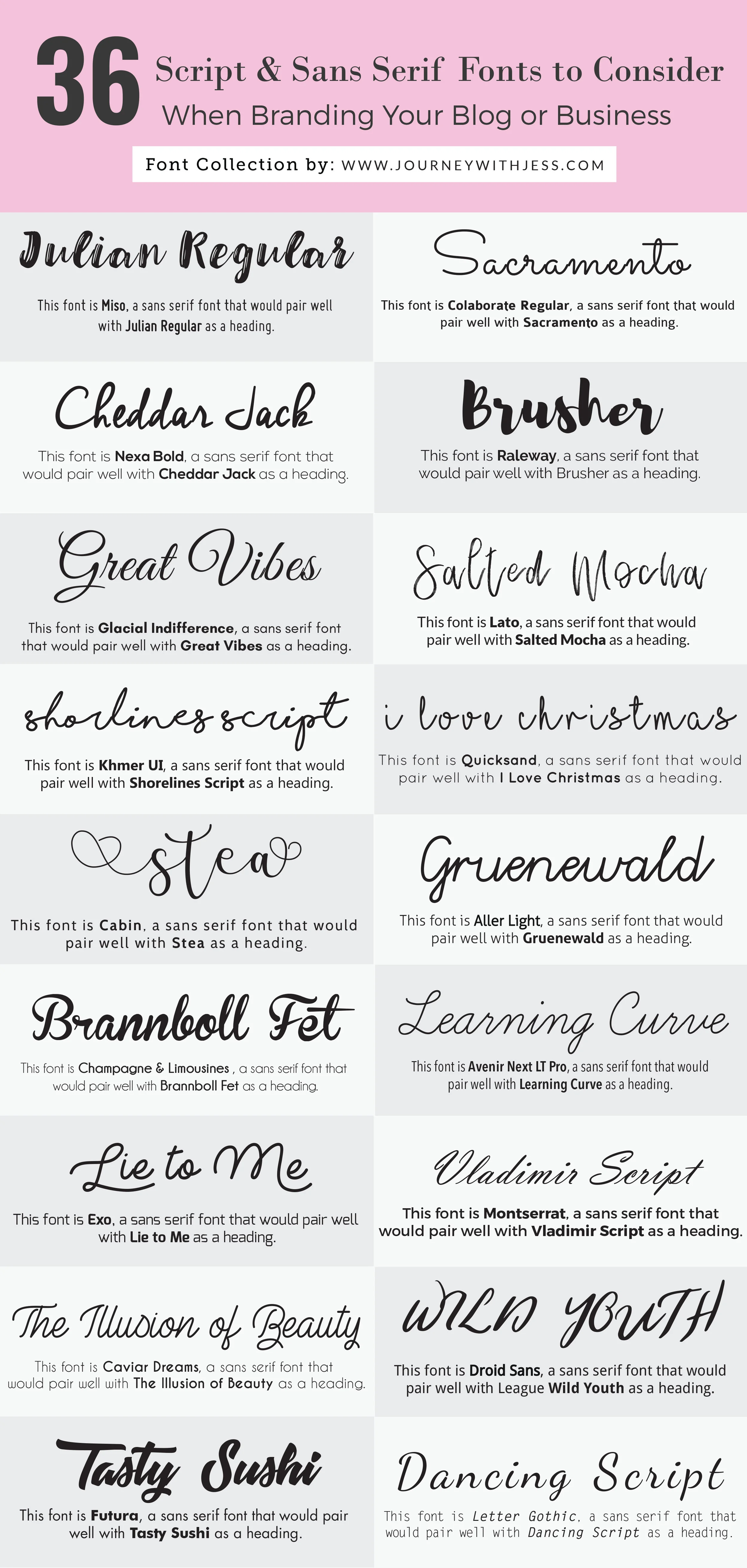 36 More Fonts To Consider When Branding Your Business Or Blog — Journey With Jess | Inspiration ...
