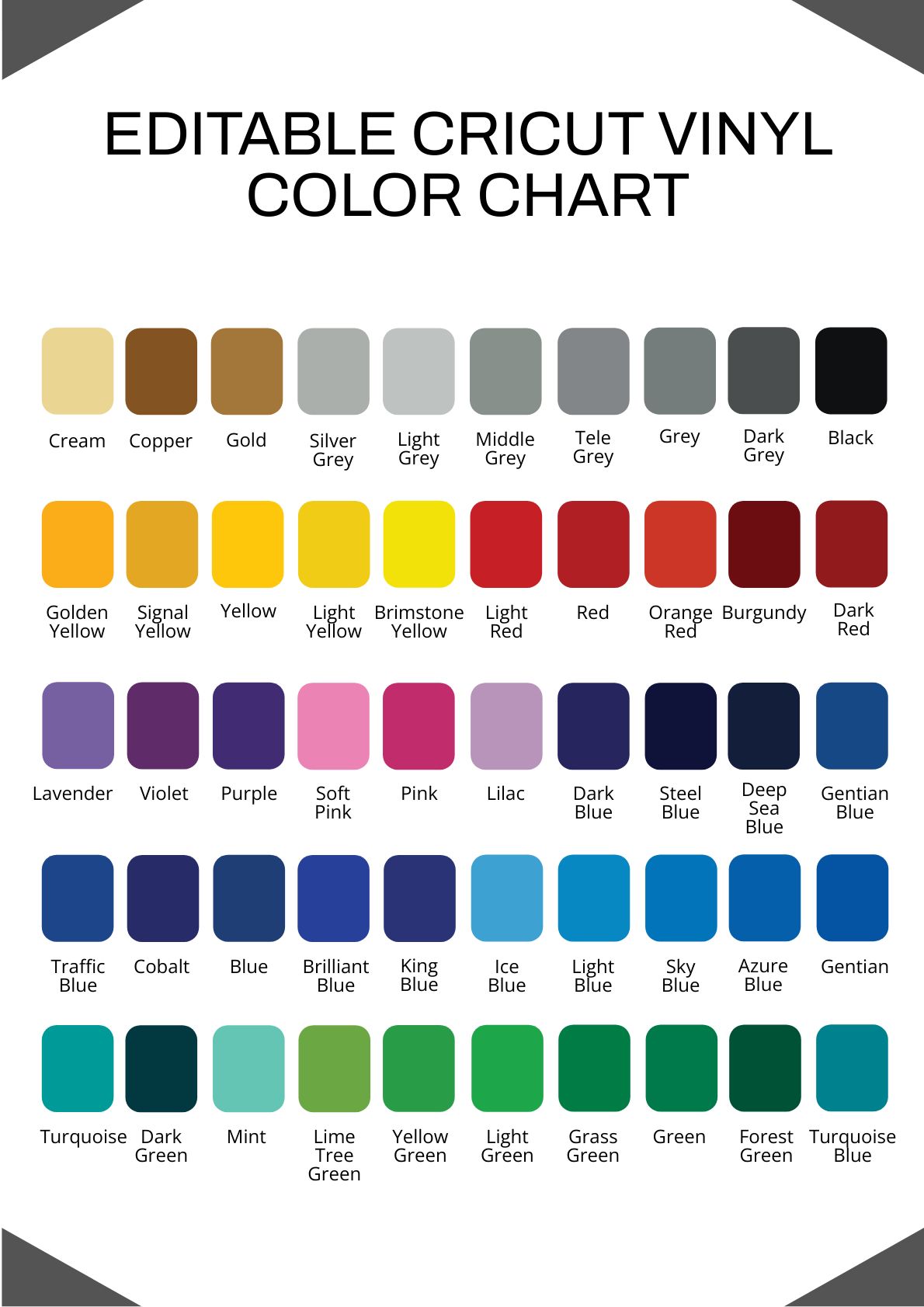 Vinyl Color Chart