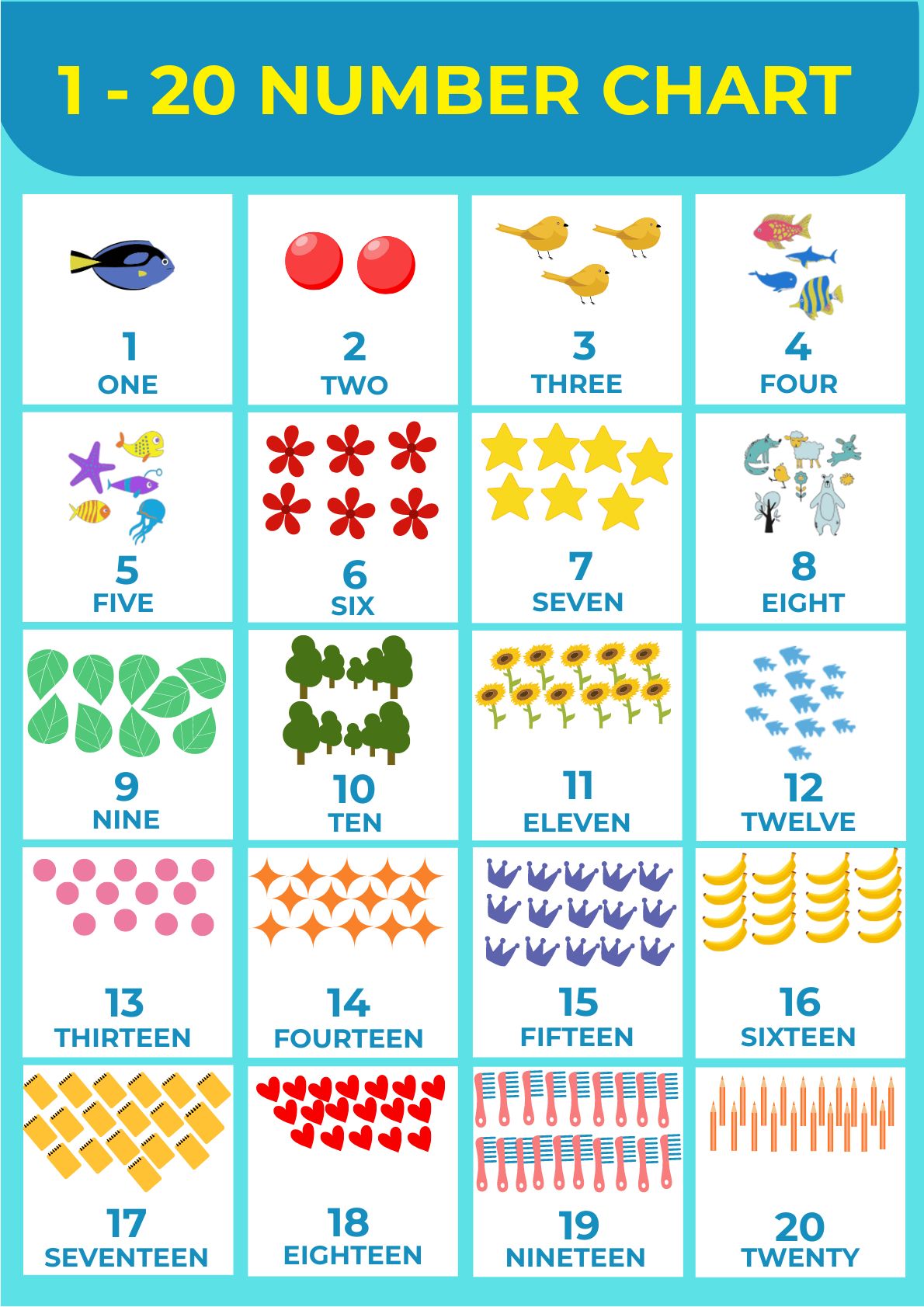 Printable Number Chart For Numbers 1 20 Charts Preschool And Images | Porn Sex Picture
