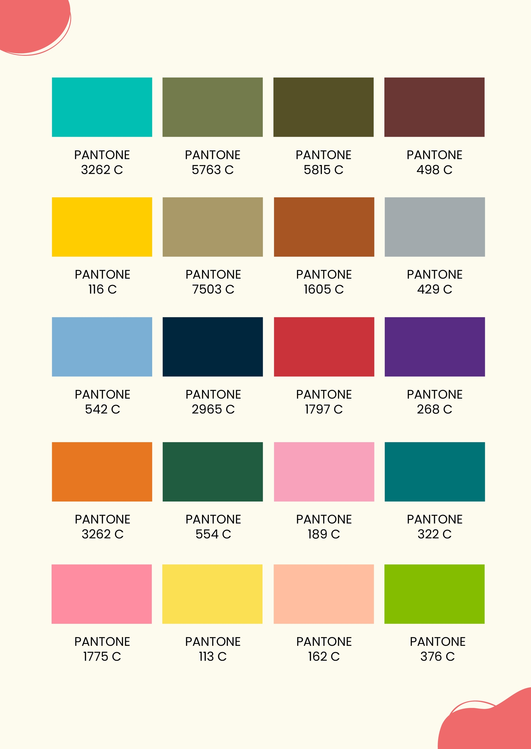 Pantone Color Names List - Infoupdate.org