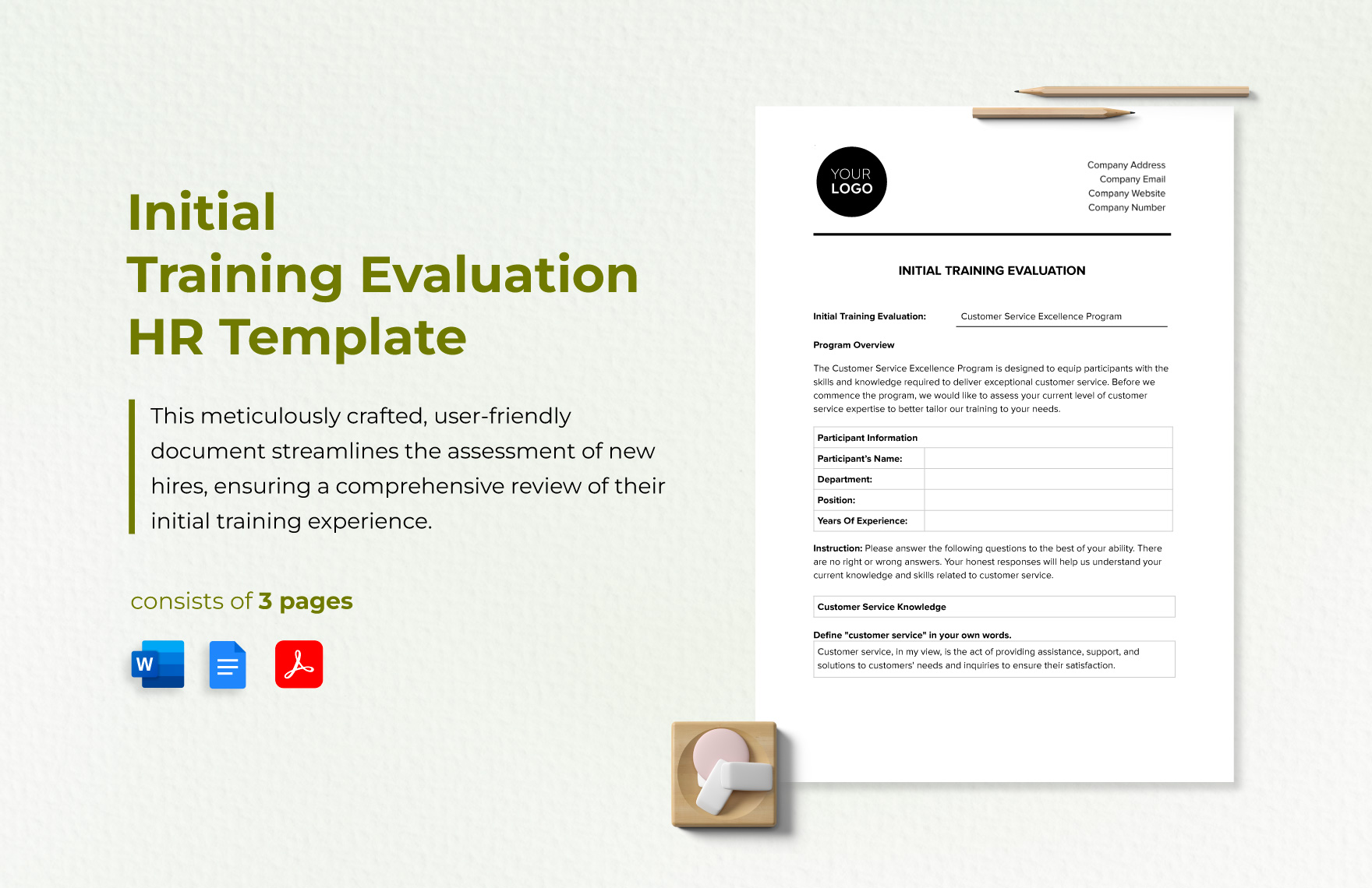 Initial Training Evaluation HR Template In Word, PDF, Google Docs - Download| Template.net