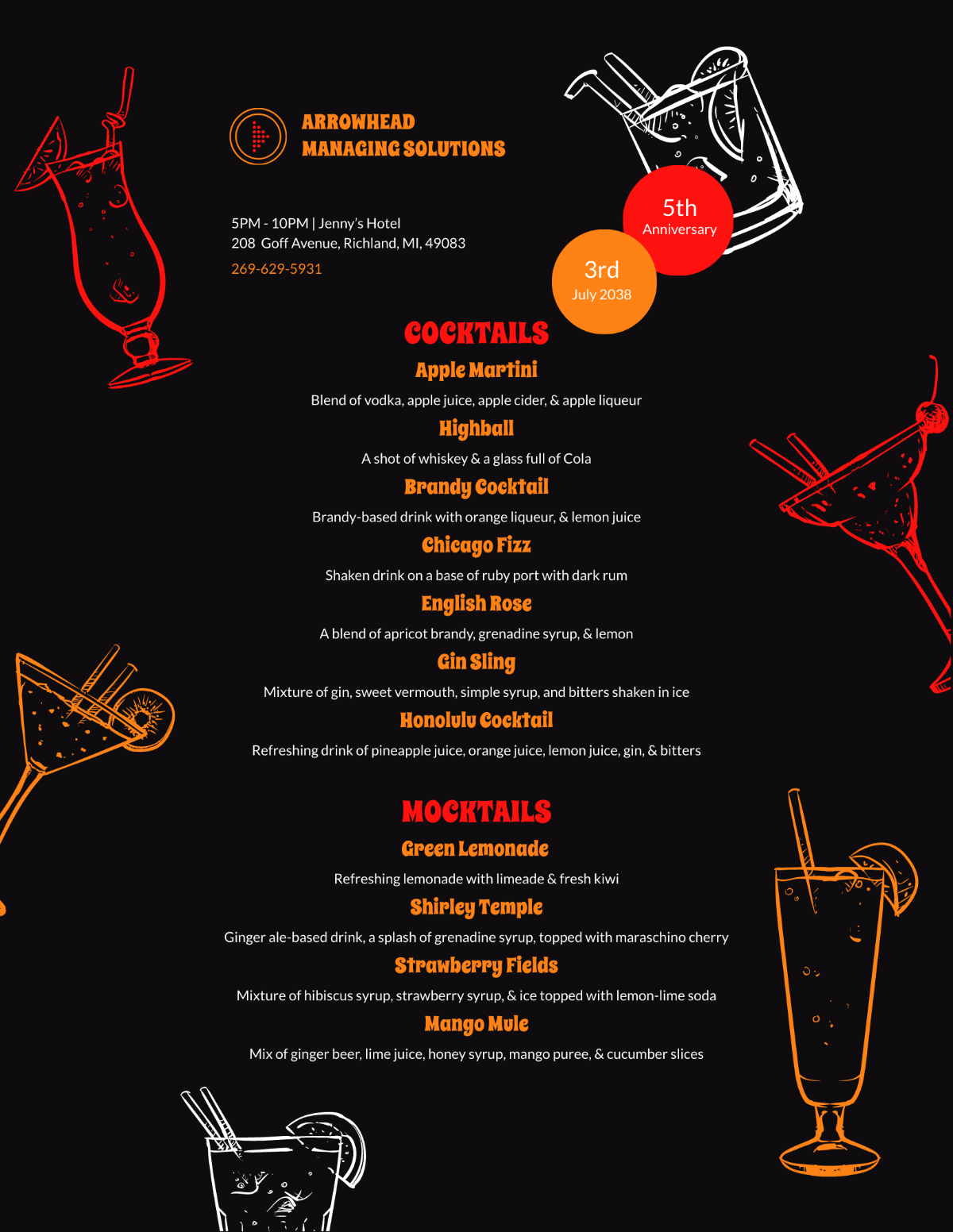 Cocktail Party Menu Template - Edit Online & Download Example| Template.net
