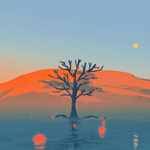 500x500 Resolution 4k Minimalist Artistic Landscape Tree 500x500 Resolution Wallpaper ...