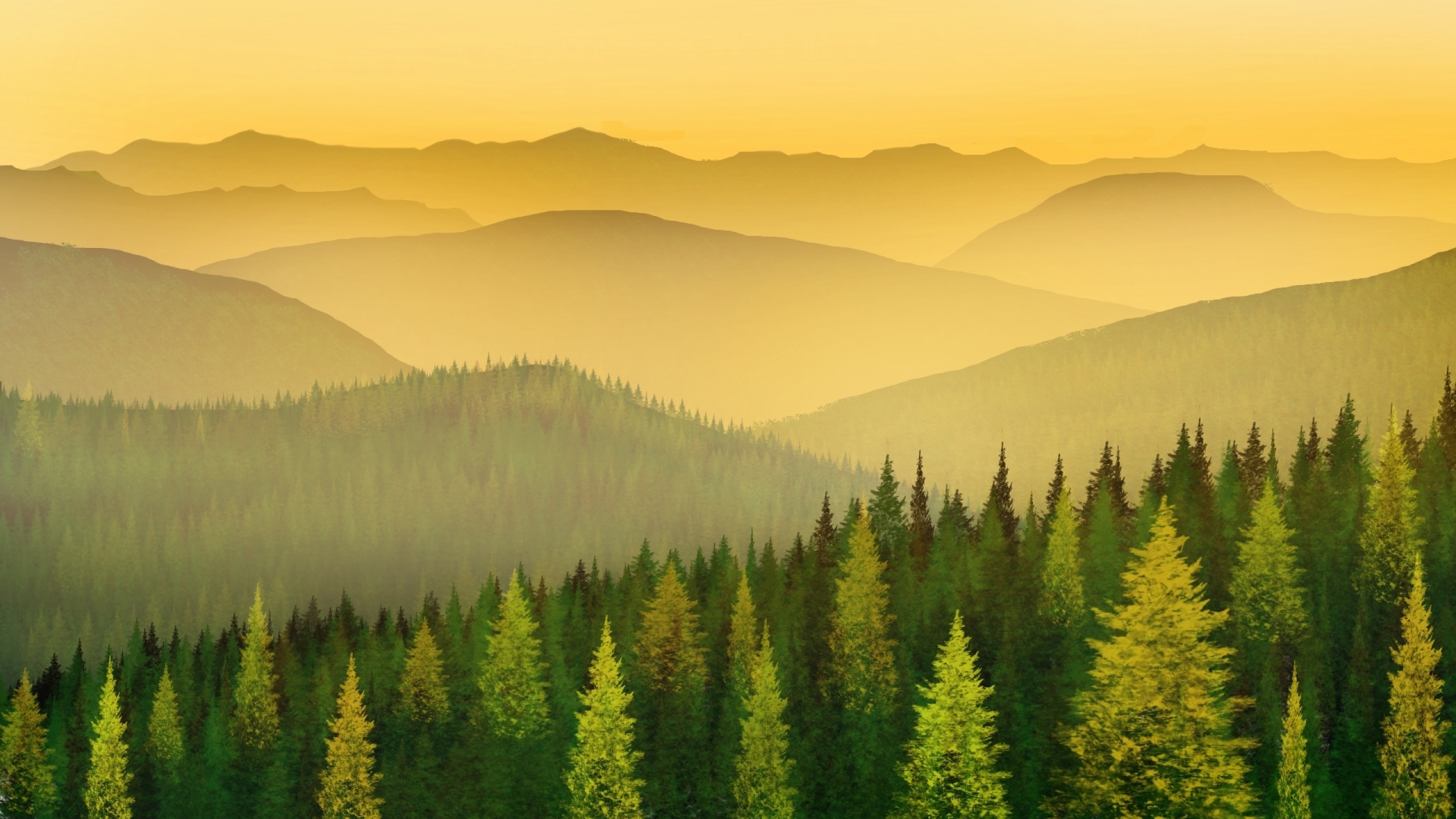 2560x1440 Resolution Artistic Mountain HD Greenery Art 1440P Resolution Wallpaper - Wallpapers Den