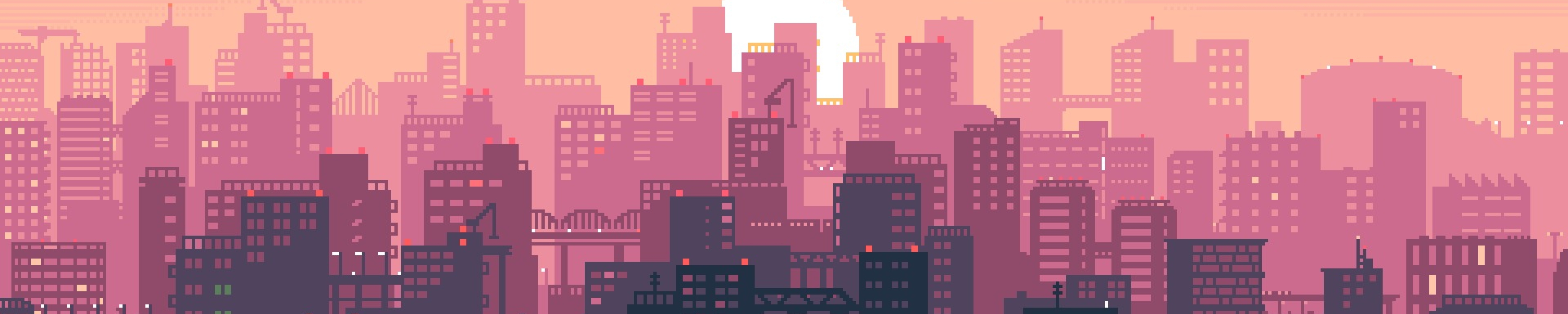 5001x1000 City Building Sunshine Pixel Art 5001x1000 Resolution Wallpaper, HD Artist 4K...