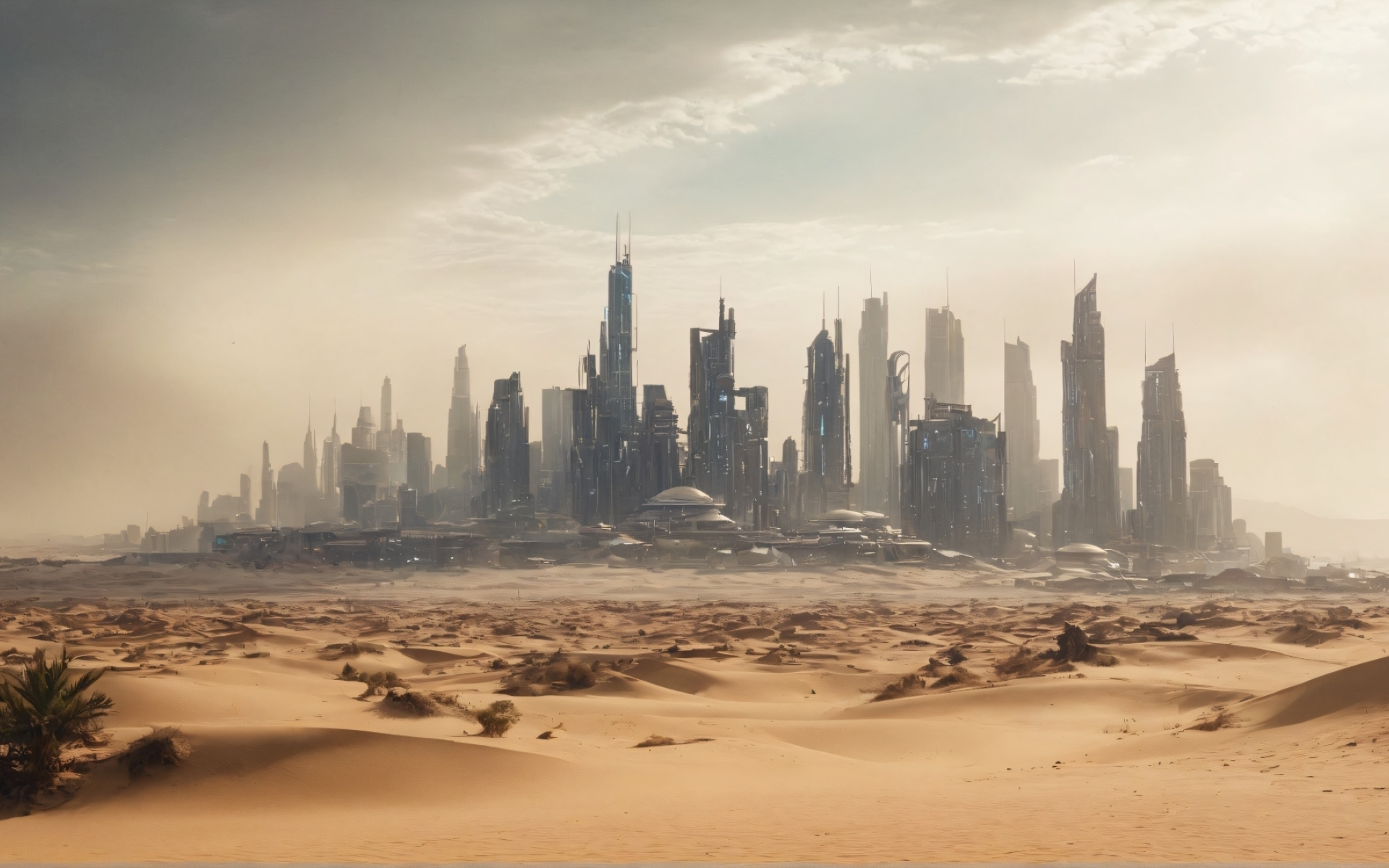1920x1200 Resolution HD Desert Cyberpunk Cityscape 1200P Wallpaper - Wallpapers Den