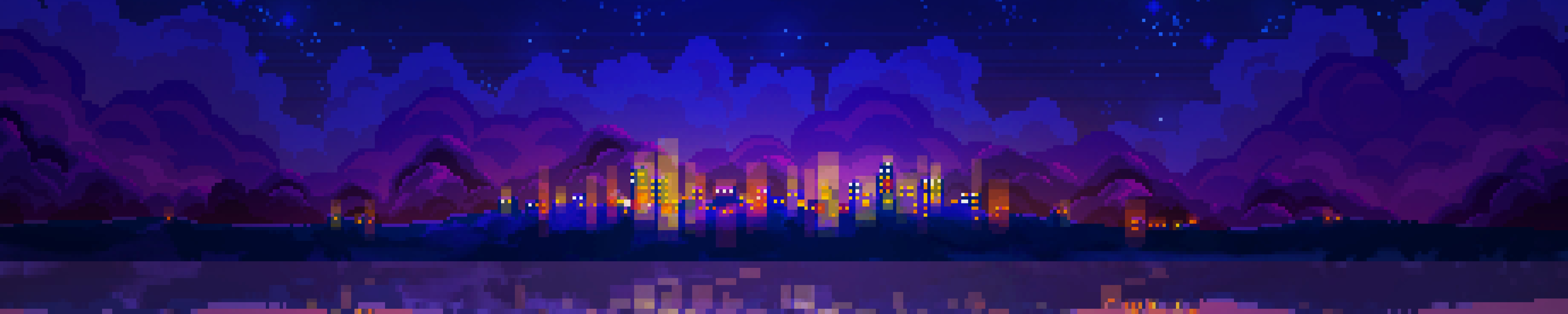 5001x1000 PixelArt Night Landscape 5001x1000 Resolution Wallpaper, HD Artist 4K Wallpapers...