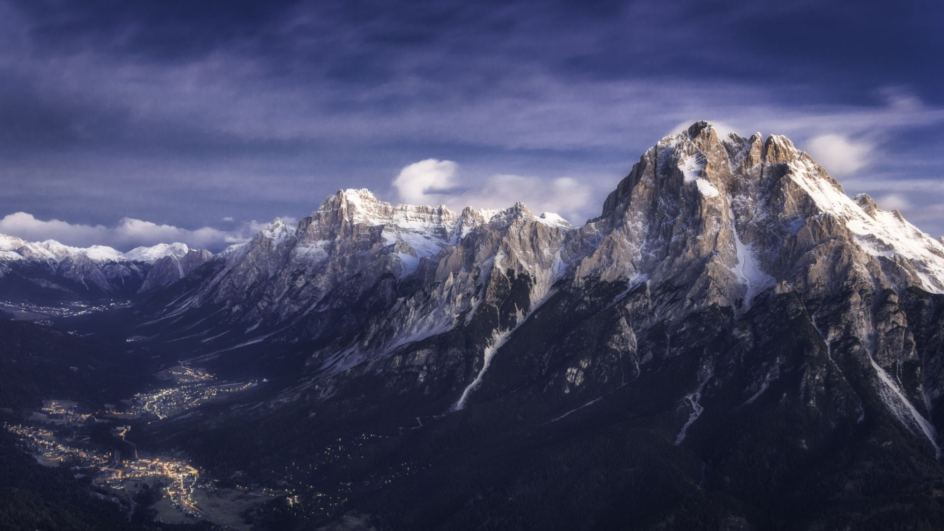 1920x1080 Resolution Valley Snowy Mountains HD Dark 1080P Laptop Full HD Wallpaper - Wallpapers Den