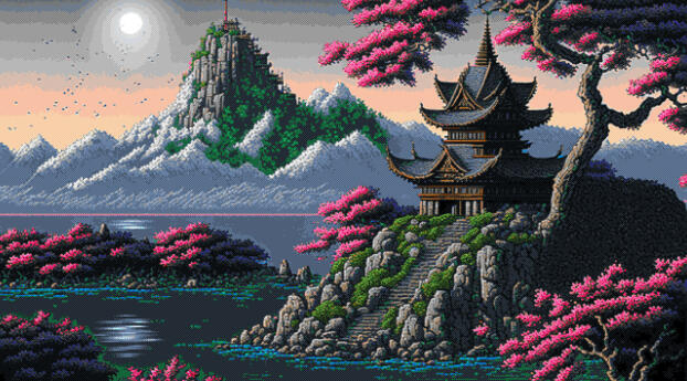 1000x2000 Resolution Artistic Pixel Art Fantasy Town 1000x2000 Resolution Wallpaper - Wallpapers Den