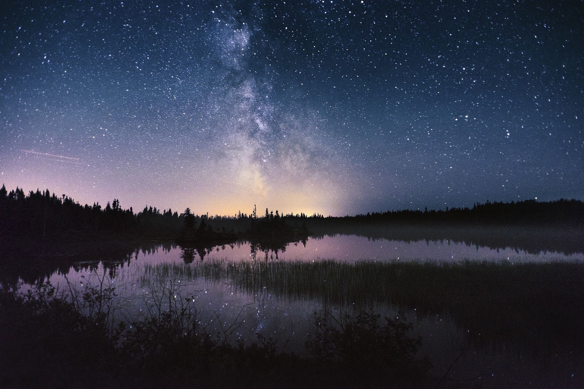 Download Starry Sky Star Milky Way Reflection Lake Nature Night HD Wallpaper