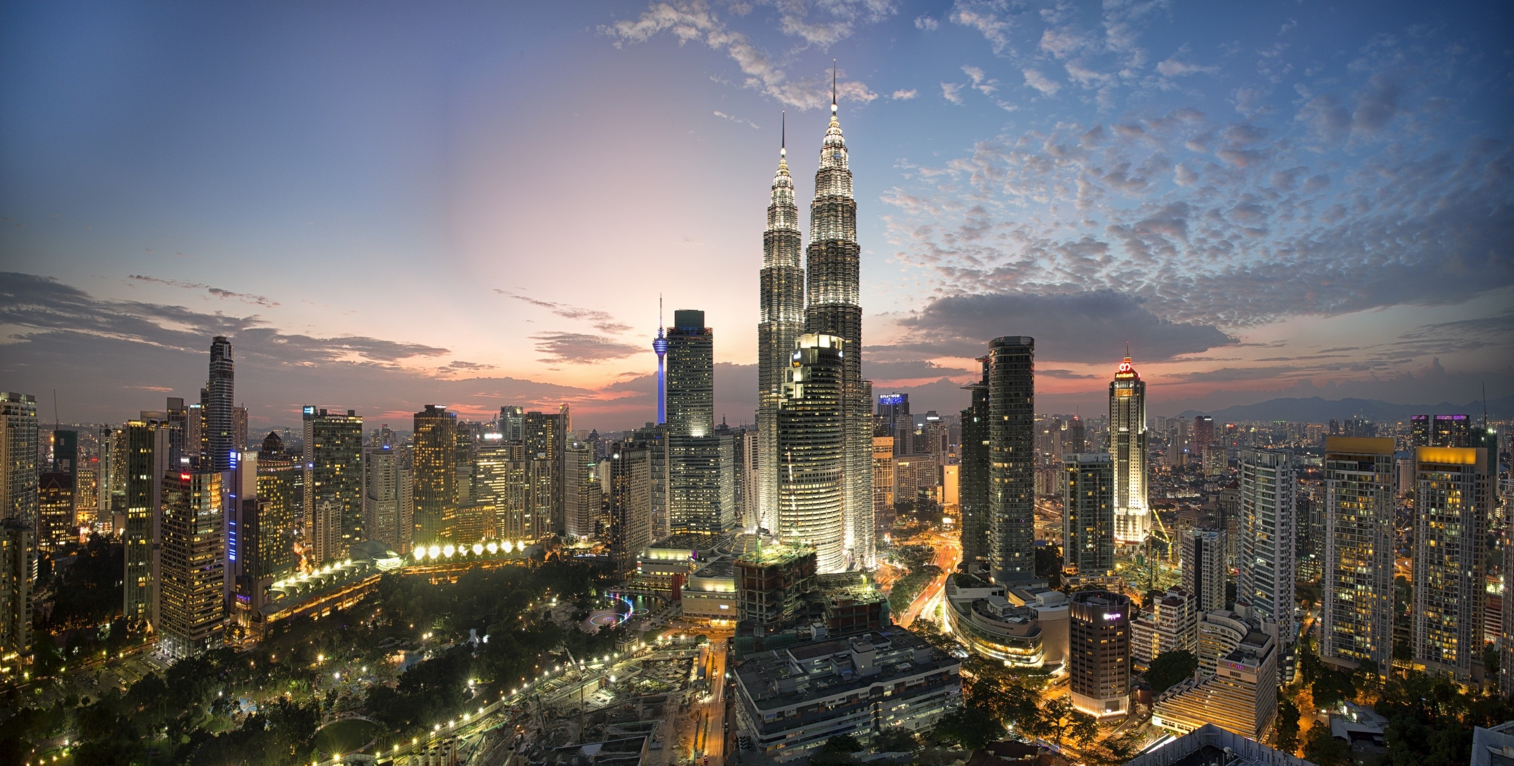 Download Cityscape Skyscraper Building Malaysia City Night Man Made Kuala Lumpur HD Wallpaper