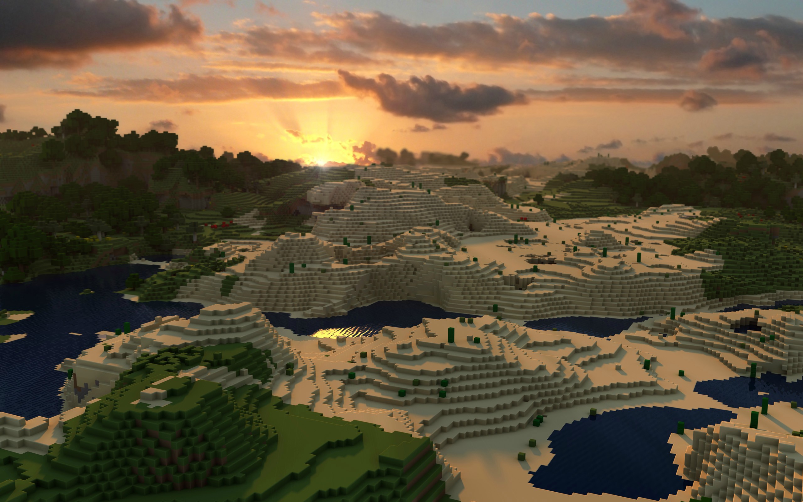 HD Wallpaper: Minecraft Sunset Over Sand Dunes