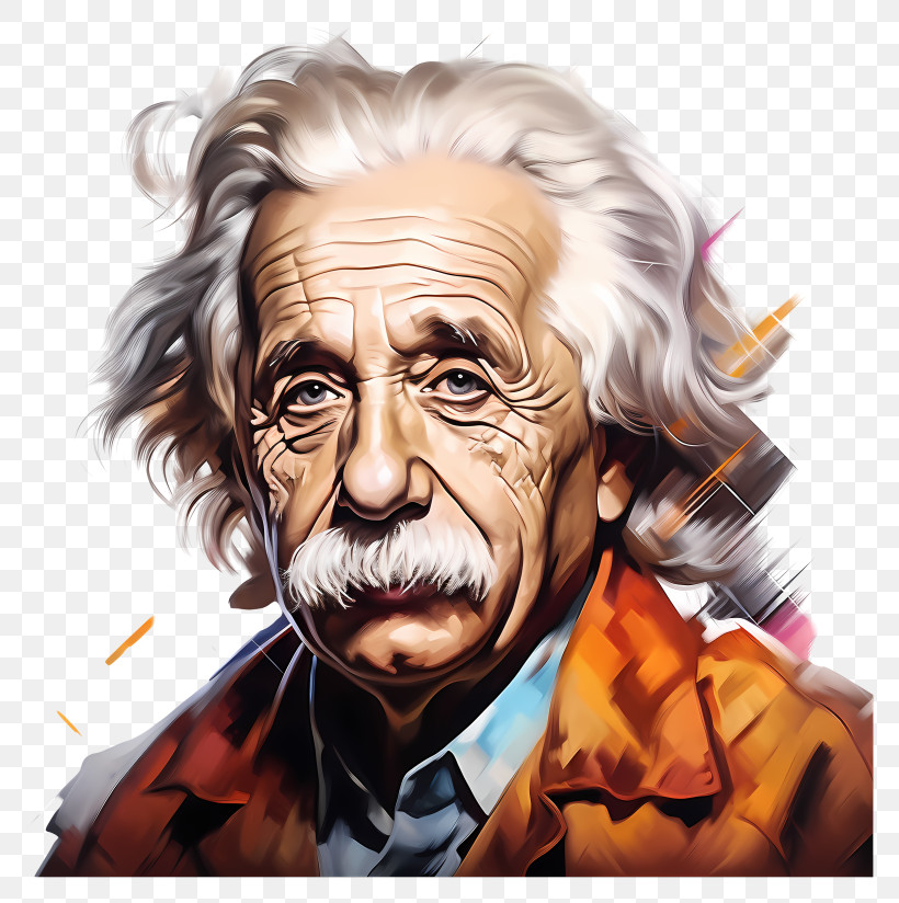 Multicolored Paints Albert Einstein Portrait - Artistic Portrait Of An Older Man, PNG...