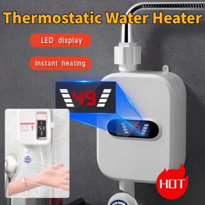 Jiketai Instant Thermostatic Water Heater Electric Tankless Water Heater Shower Heater LED ...