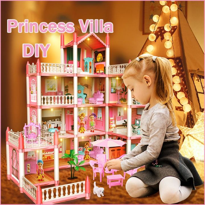 Rhaast Mainan Doll House Princess Castle Besar 14 House Rumah Rumahan Anak Perempuan Lengkap...