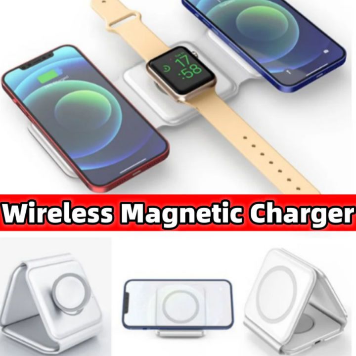 Jiketai Magnetic 3-in-1 Wireless Fast Charging Magnetic Charger Portable Folding Multi Device ...