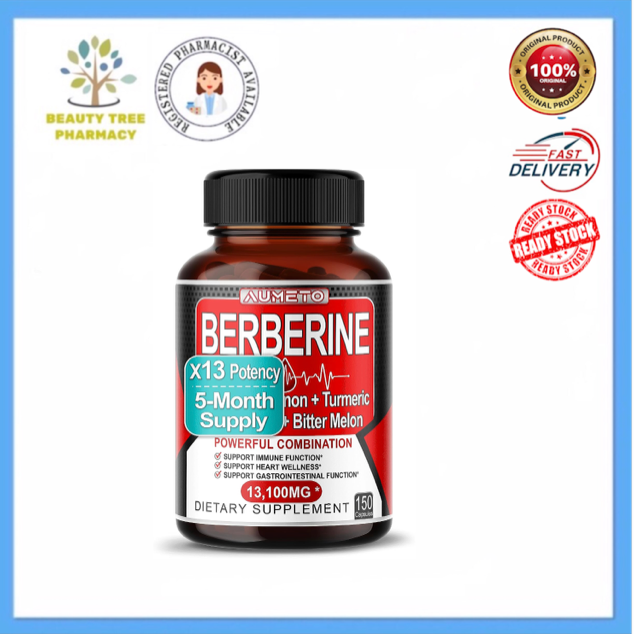 Aumeto Berberine 13100mg With Ceylon Cinnamon Turmeric Milk Thistle 150 Capsules| Lazada